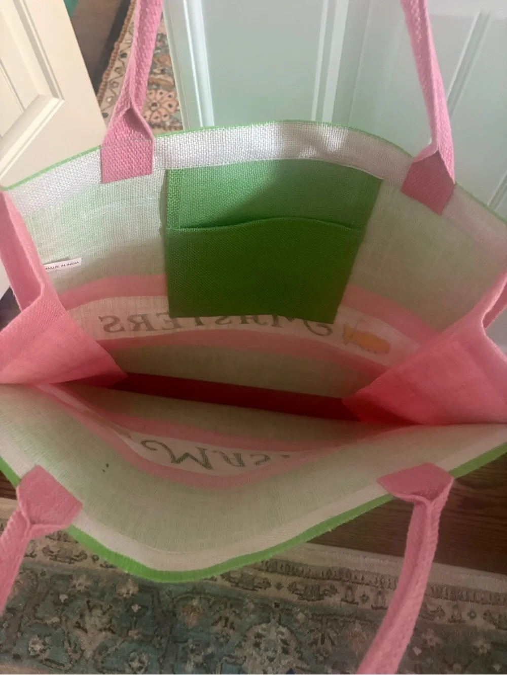 Masters Pink and Green Logo Tote Bag